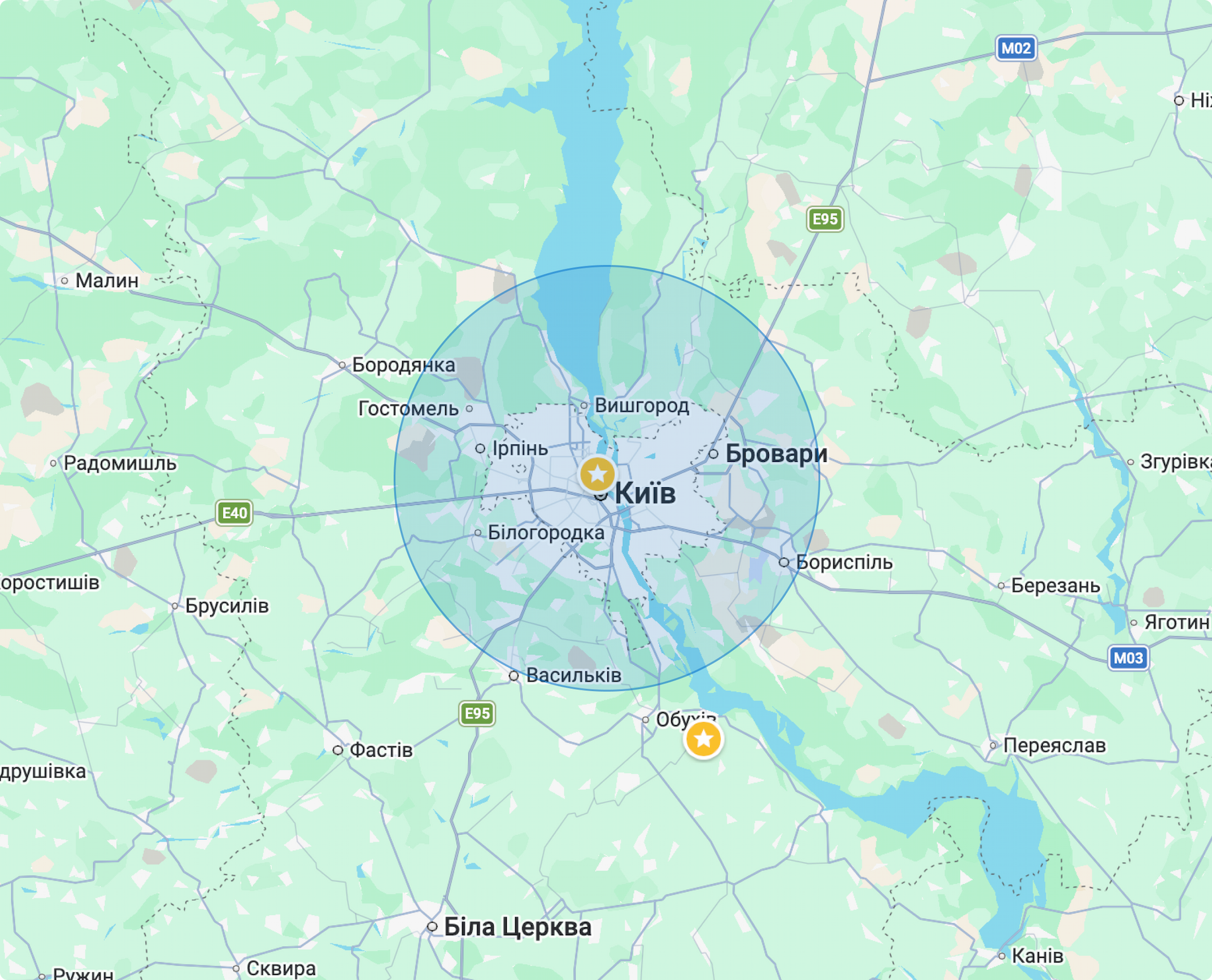 Карта доставки — від 26 до 40 км - 1 000 грн.